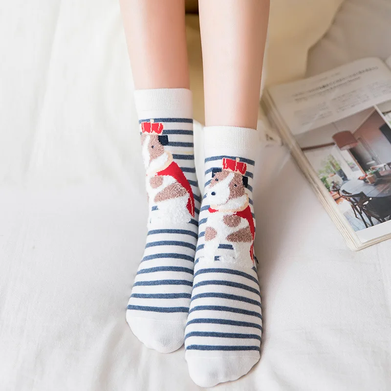 

Hot Sox Kawaii Socks Women Cotton Cute Cartoon Animal Dog Happy Female Socks Soft Streetwear Home Casual Socks for Women