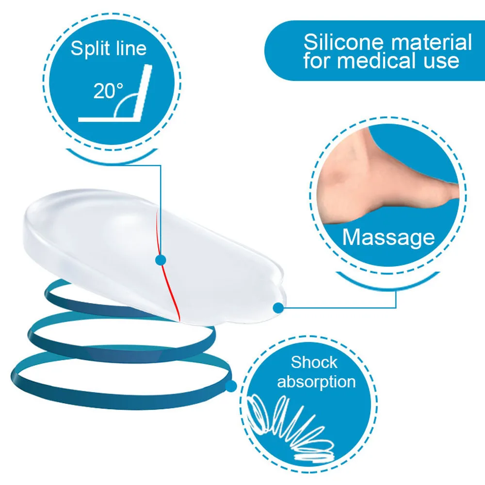 Силиконовые стельки пятки Подушечка Для ортопедических O/X ног Calcaneal боли Шпоры ортопедические, для ступней уход пятки чашки обувные вкладыши