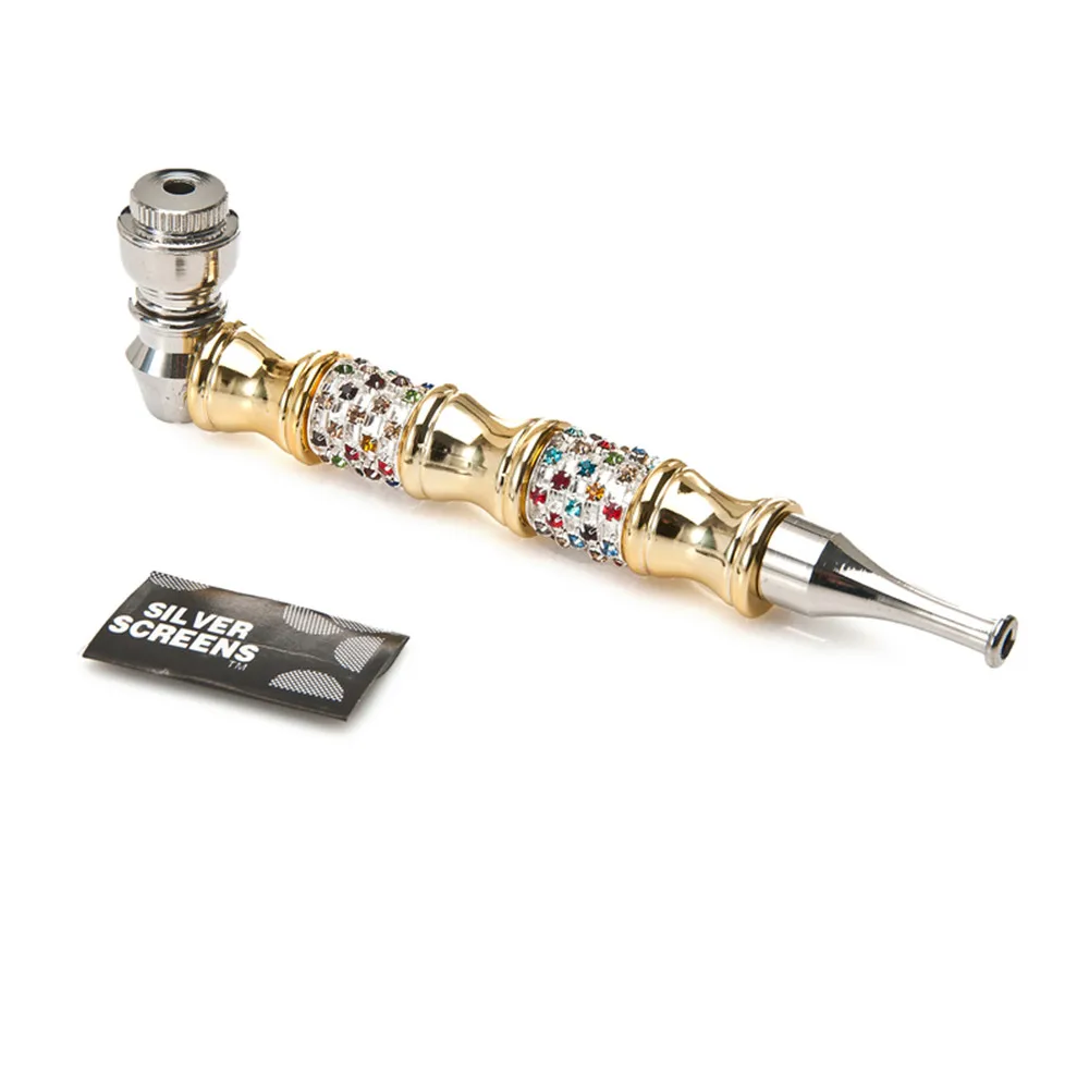 Beatifull and Shining Diamond Smoking Pipe Long Mouthpieces With Lid
