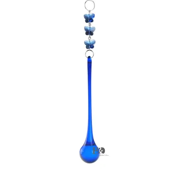 

10PCS/LOT Blue Glass Crystal Raindrop Suncatcher Hanging Chandelier Parts 150mm Party Curtain Centerpieces Wedding Decoration