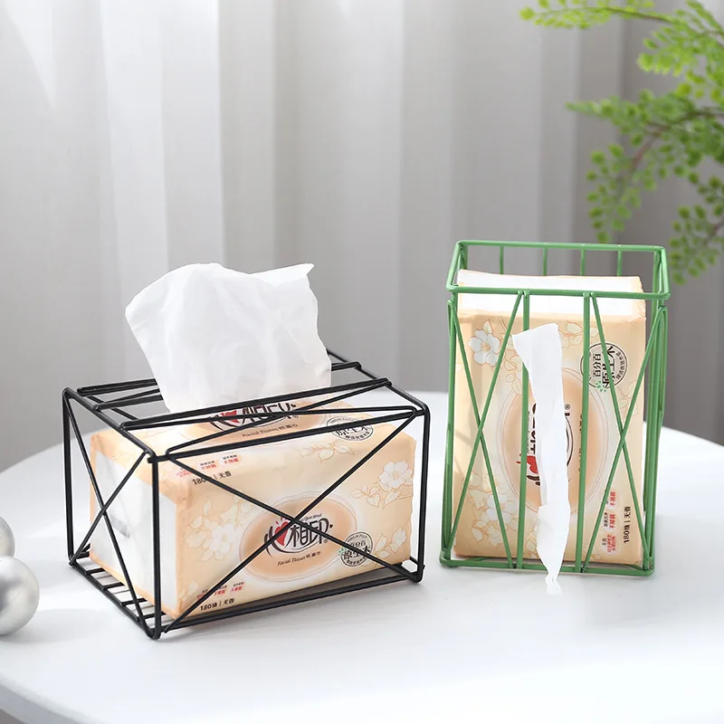

Iron Hollw Tissue Box Paper Container Car Paper Napkin Holders Kitchen Desktop Paper Tissue Boxes Home Decor