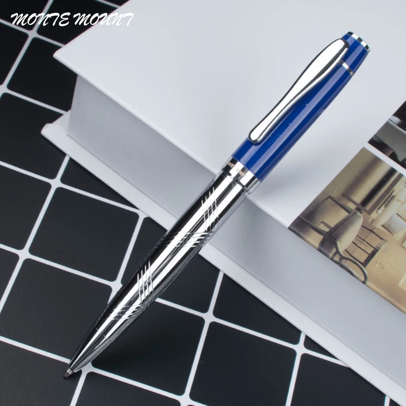

MONTE MOUNT 301 Luxury Pure Silver Rollerball Pen High Quality Metal Steel Ballpoint Pens with Gift Case Office Supplies Gifts