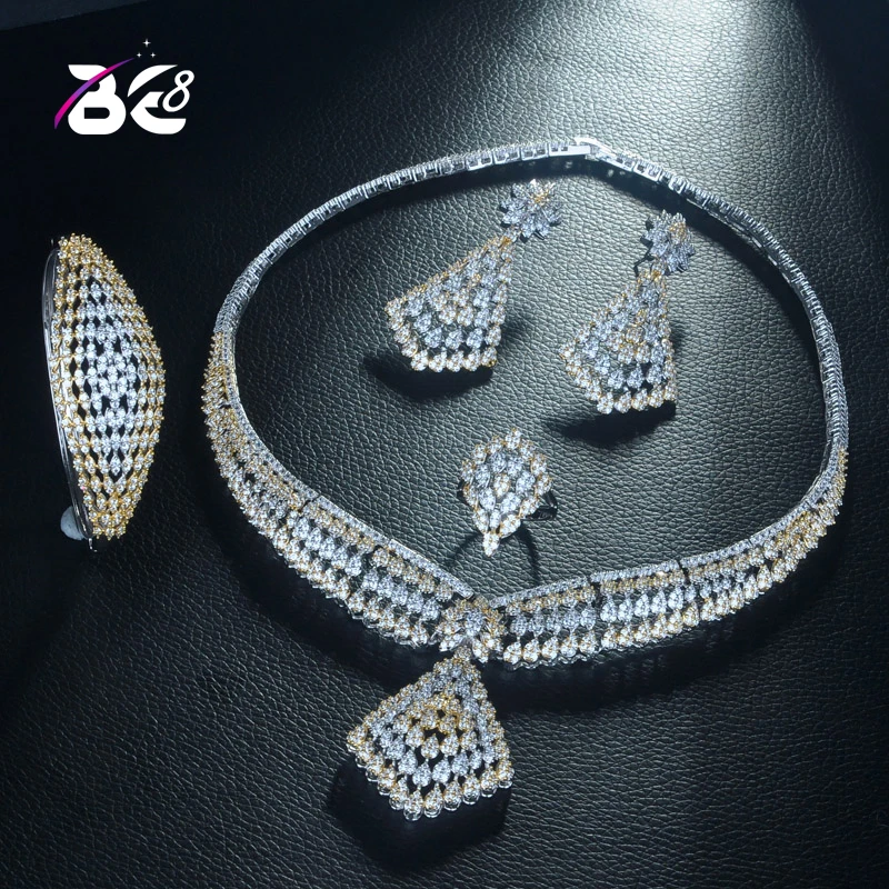 Be 8 Luxury Big 4pc Jewelry Set With Cubic Zirconia Party Wedding Saudi Arabic Dubai Necklace&ampEarring&ampBangle&ampRing Sets S312 |