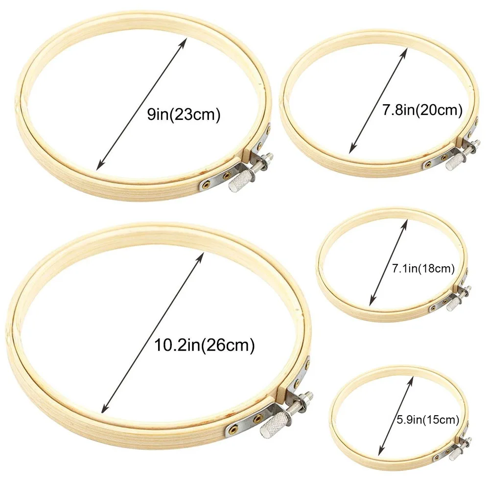 

5 Pcs/Set 15/18/20/23/26cm Embroidery Hoop Set Bamboo Circle Cross Stitch Hoop Ring DIY Crafts E2S