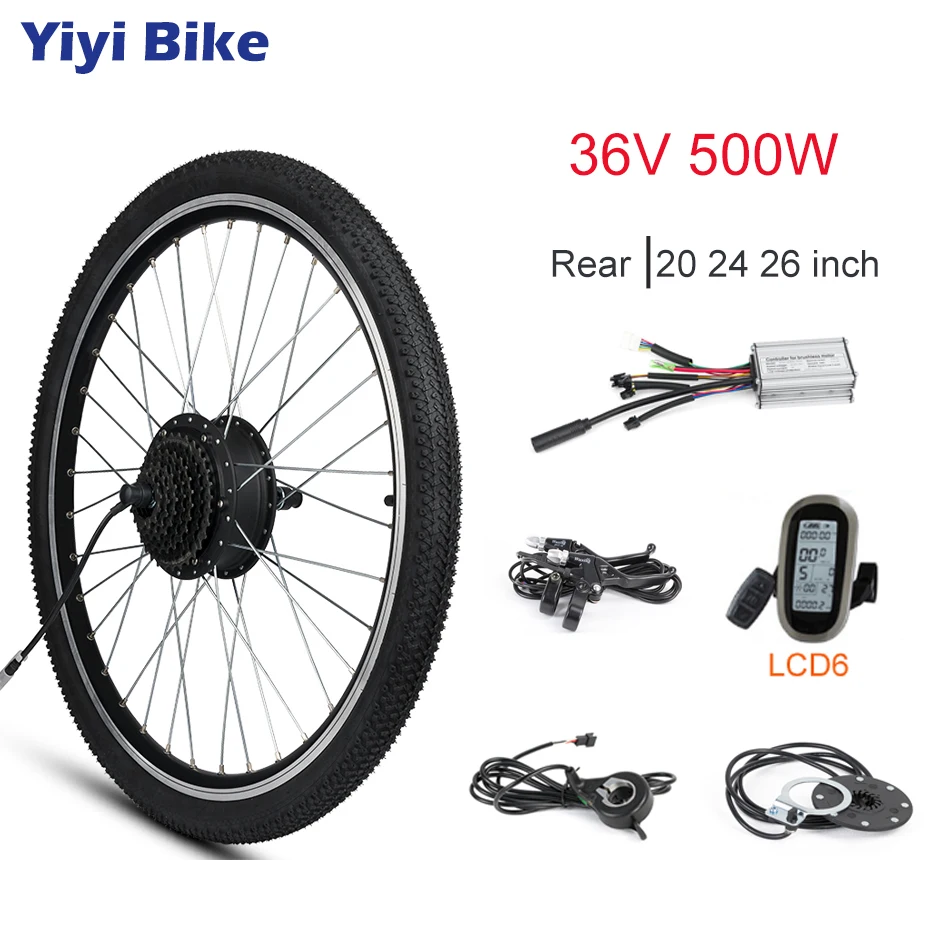 Clearance 36V 500W Motor Wheel For Electric Bike 26" 20" 24" Brushless Gear Hub Motor LCD3 Display ebike Kit Electric Bike Conversion Kit 1