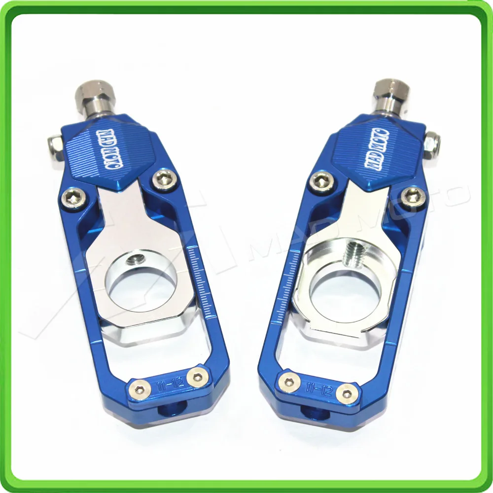 Motorcycle Chain Tensioner Adjuster fit for KAWASAKI Ninja ZX6R ZX-6R 2005 2006 2007 2008 2009 2010 2011 2012 Blue & Silver (2)