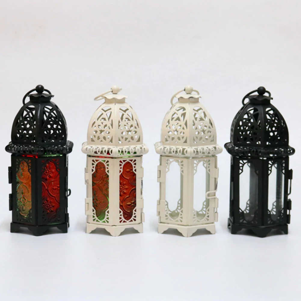 Домашний простой в установке простой в использовании Марокканский Стиль Железный стеклянный винтажный фонарь лампа легкий компактный декоративный подсвечник
