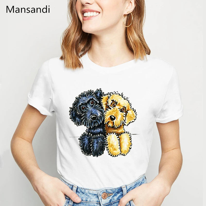 

Black Yellow Labradoodles Lined Up animal printed t shirt women clothes 2019 funny vogue tshirt femme streetwear female t-shirt