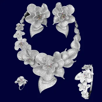 

GODKI Super Big Luxury Rose Flower Women Wedding Naija Bride Cubic Zirconia Necklace Dubai 4PCS Jewelry Set Jewellery Addiction