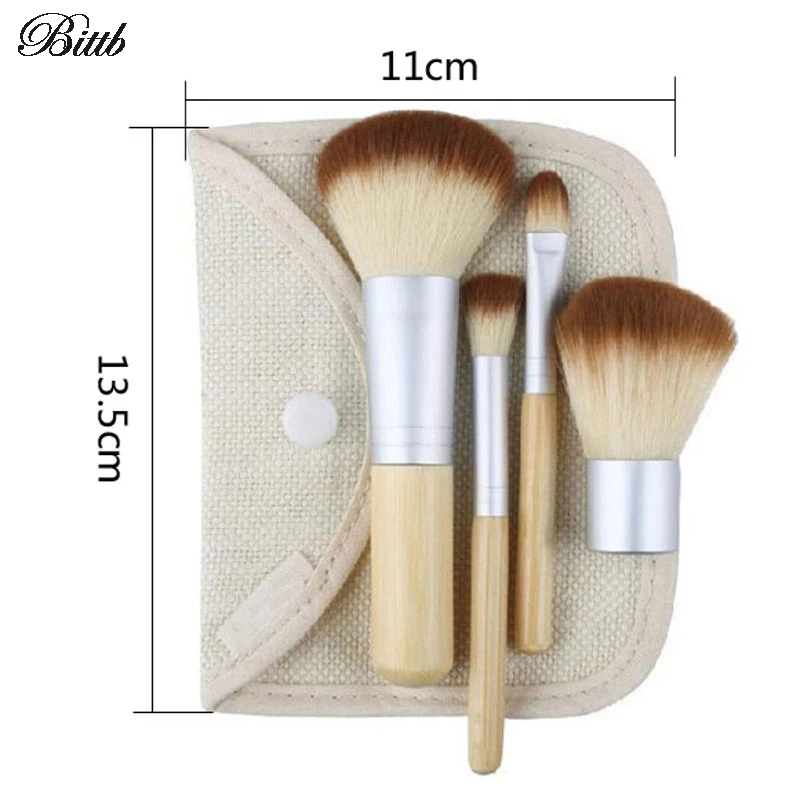 

Bittb 4Pcs Contour Makeup Brush Set Powder Blush Eye Shadow Brushes Bamboo Handle Concealer Make up Brush Kit Beauty Essentials