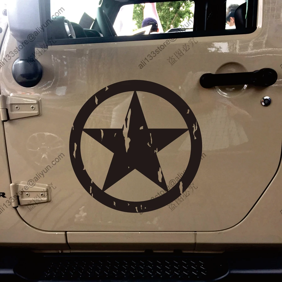 50 x 50cm Car Jeep Decal Sticker Black Distressed Army Military Star Hood Decal