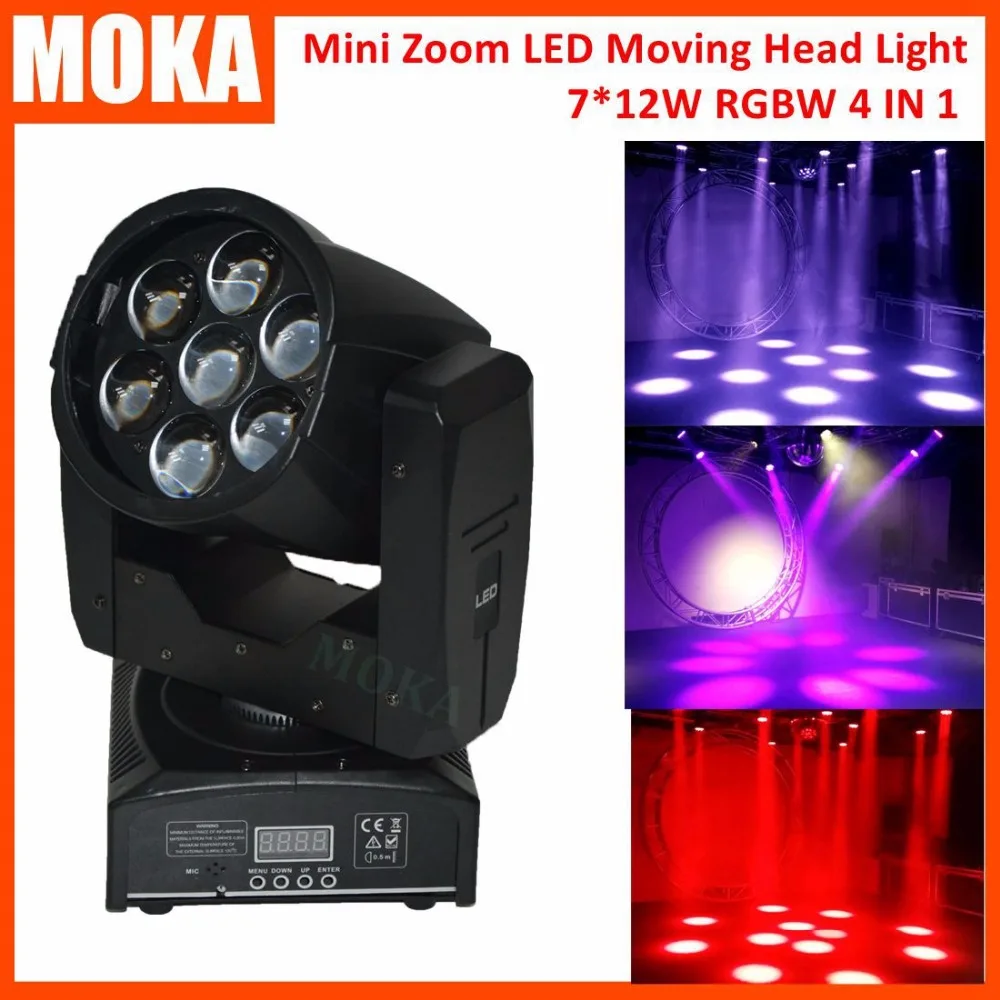 

6pcs/lot Good Quality 7*12w Mini RGBW Led Moving Head Light laser Christmas Party lights 12 Months Warranty