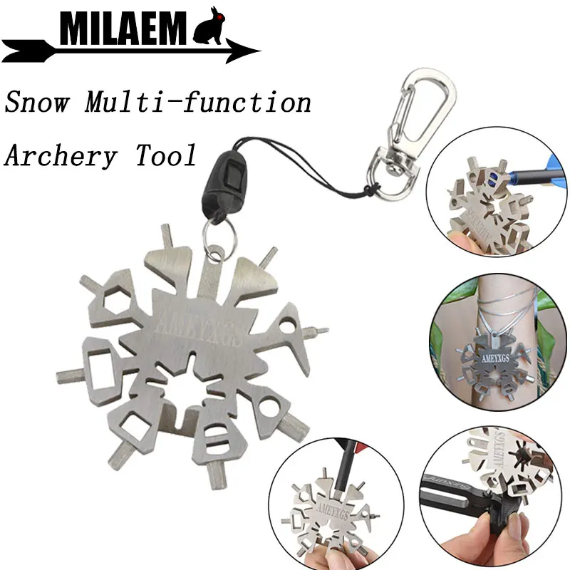 21 in1 Snow Multi-function Archery Tool Outdoor Sports  Wrench Keychain Tools Arrow Repair EDC Gadget Shooting Accessories