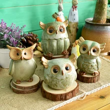 Ceramic Owl Figurines Japanese Rural Style Retro Artificial Handmade Porcelain Animal Statuettes Home Decor Gifts Crafts