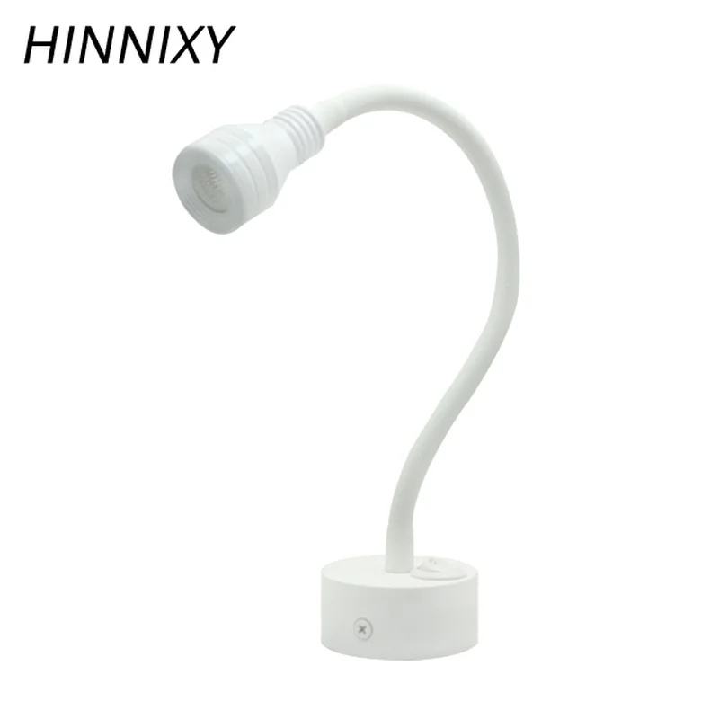 Hinnixy LED Wall Lamps With Switch Pure White 90-260V 3W Flexible Jewelry Light Surface Mounted Bed Reading Lamp Picture Antique