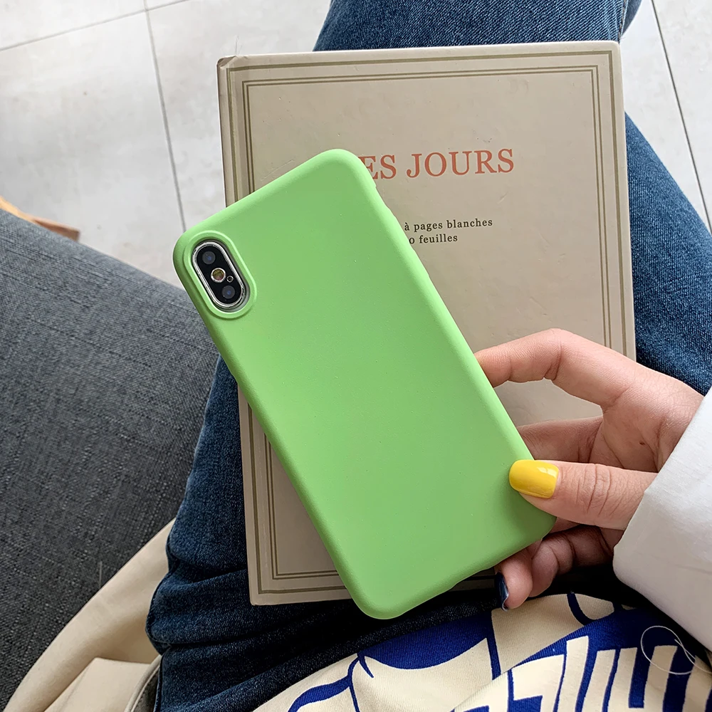 Matte Silicone Soft Case for iPhone X XR XS Max Original Eco Green Phone Protective Cover iPhone 5 5s 5c 6 6s Plus 7 8 Plus Case (5)