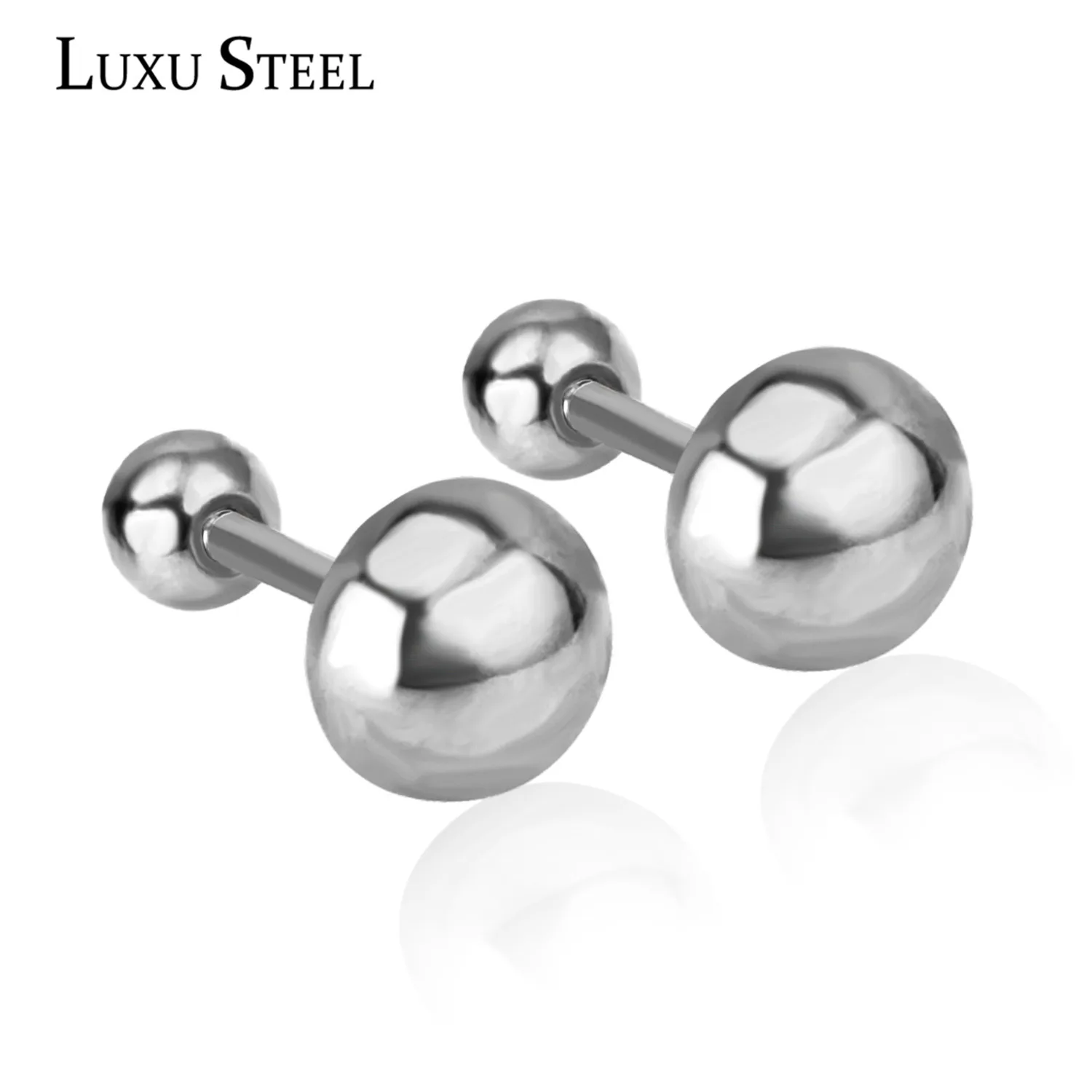 

LUXUSTEEL Simple Style 4/6/8mm Stainless Steel Semicircle Silver Color Stud Earrings Women/Girl Fashion Jewelry Brincos 2017