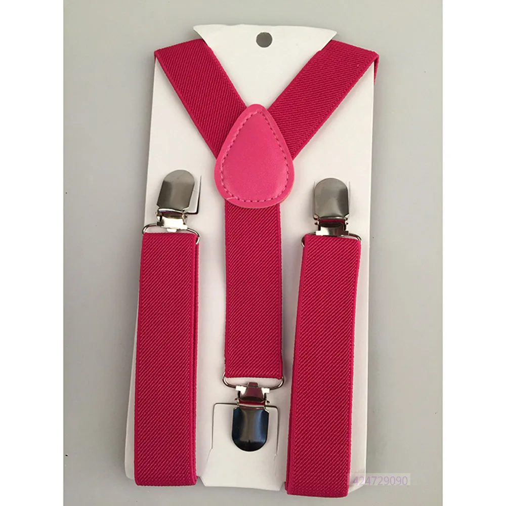 Hot Pink Детские вечерние однотонные брюки на подтяжках для мальчиков и девочек; однотонные брюки на застежке; Y-Back; подтяжки; регулируемые эластичные подтяжки; YHH0045 - Цвет: Hot Pink