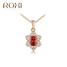 ROXI New Fashion Jewelry Rose Gold Color Luxury Crystal Zirconia Necklace For Women Flower Pendant For