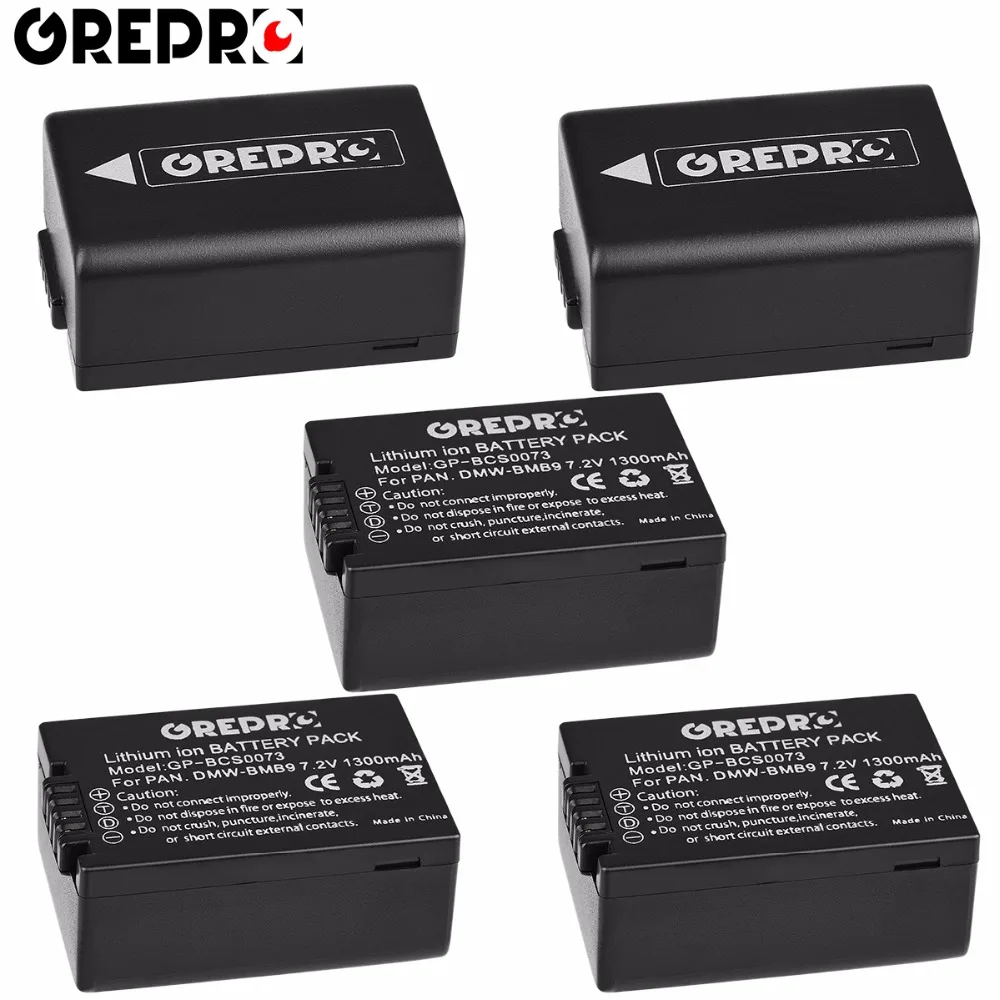 

5pcs 1300mAh DMW-BMB9 DMW-BMB9E Camera Battery DMWBMB9 for Panasonic Lumix DMC FZ40K FZ45K FZ47K FZ48K FZ60 FZ70 FZ100 FZ150
