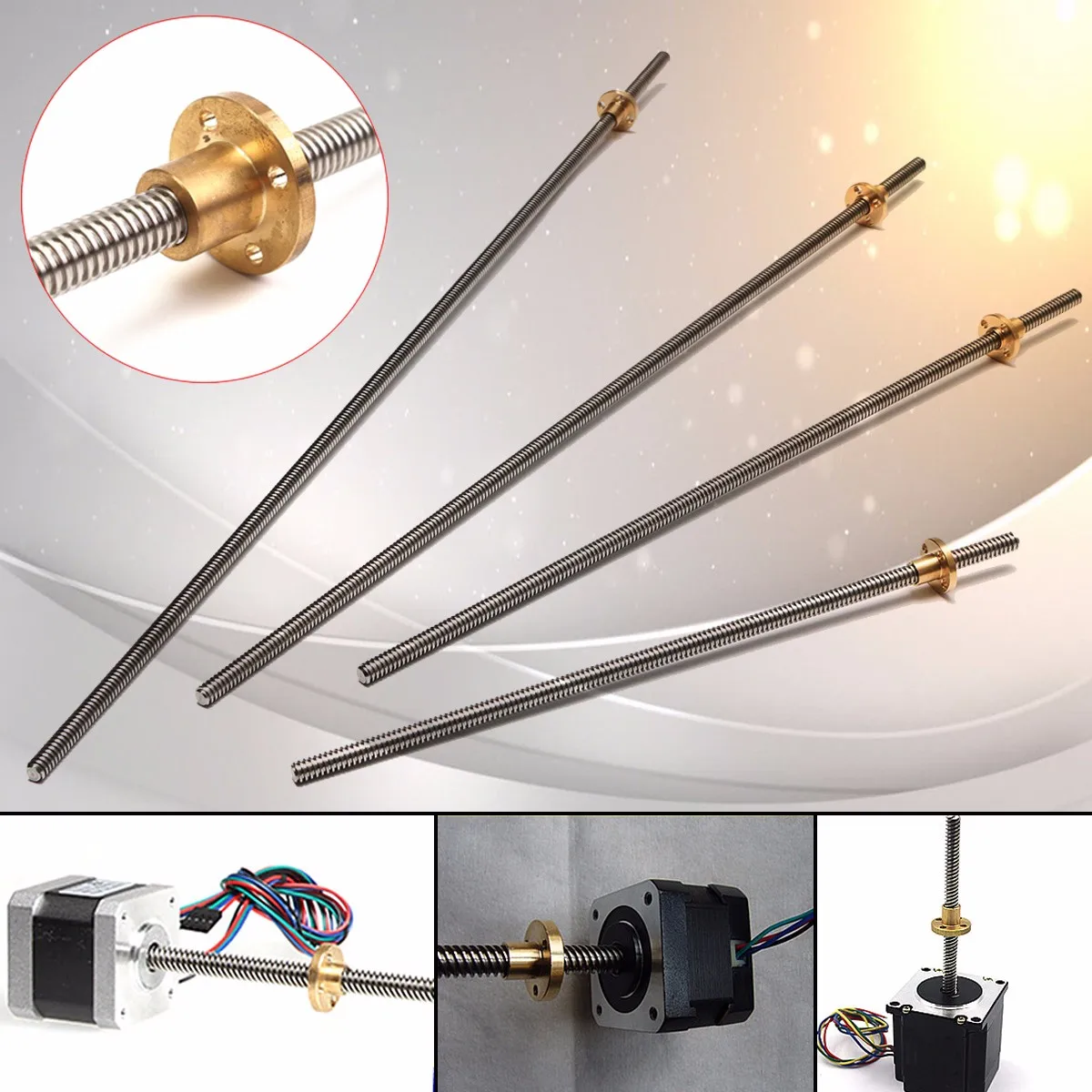 

T8 Lead Screw 3D Printer Parts 300/400/500/600MM Leadscrew Parts Trapezoidal Rods Nuts for CNC 3D printer Reprap Accessories