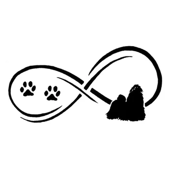 

17.8*8.9CM Tzu Shih Pet Dog Paw Print Car Stickers Fashion Vinyl Decal Car Styling Truck Decoration Black/Silver S1-0759