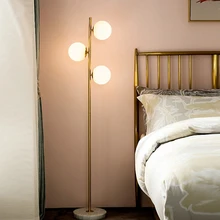 Скандинавский современный светодиодный медный шар для гостиной, бытовой кабинет, Напольная Лампа для спальной комнаты, декоративное стекло для дома, абажур, напольные светильники