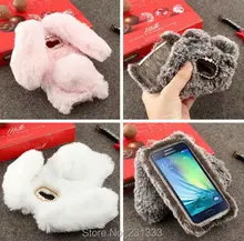 Мех Кролика Ухо Волосы Плюшевые Алмаз Мягкие TPU Case For Samsung Galaxy A3 A5 2017 Huawei P8 P10 ПЛЮС LITE 2017 Теплый Кожного Покрова 1 шт.