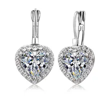 Милые очаровательные серьги CZ 925 пробы серебряные ювелирные изделия элегантные свадебные серьги с кристаллами в форме сердца женские ювелирные изделия