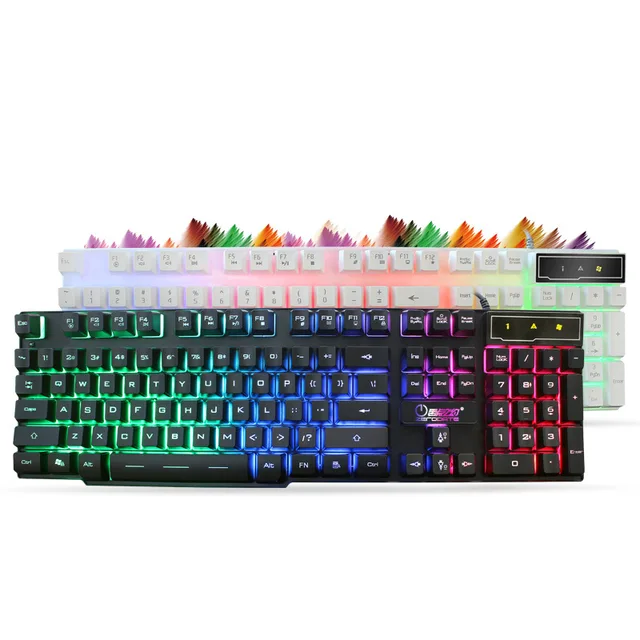 Cheap Nworld USB Wired LED 104Keys Backlit Gaming Game Gamer Keyboard for PC Computer Overwatch Lol Mechanical Keyboard