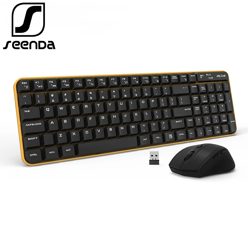 

SeenDa Full-Size 2.4Ghz Wireless Keyboard Mouse Combo Whisper Quiet for PC Desktop Laptop Windows XP/7/8/10 Home and Office Use