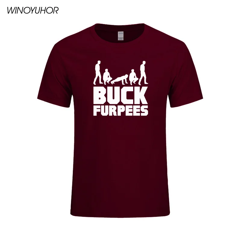 Футболка с принтом Buck Furpees Burpees для мужчин летняя новая мода хлопок футболка для фитнеса топы футболки Camisetas Masculina - Цвет: wine