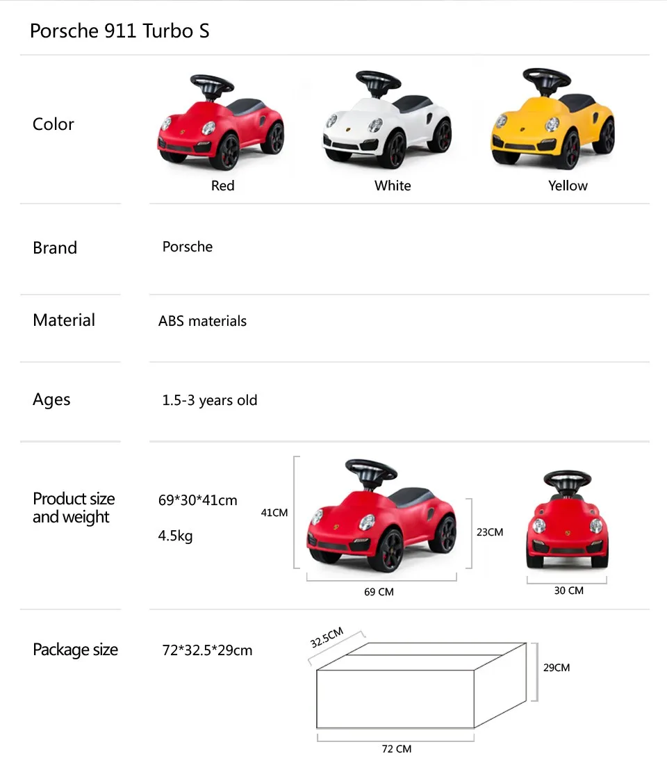 Rastar лицензированный Автомобиль Porsche 911 футов до пола автомобили для детей, чтобы кататься 83400