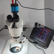 7-90X Тринокулярный Стерео микроскоп+ 14MP HDMI Промышленная камера+ 56 светодиодный светильник+ " ЖК-монитор непрерывный зум бинокулярный визуальный
