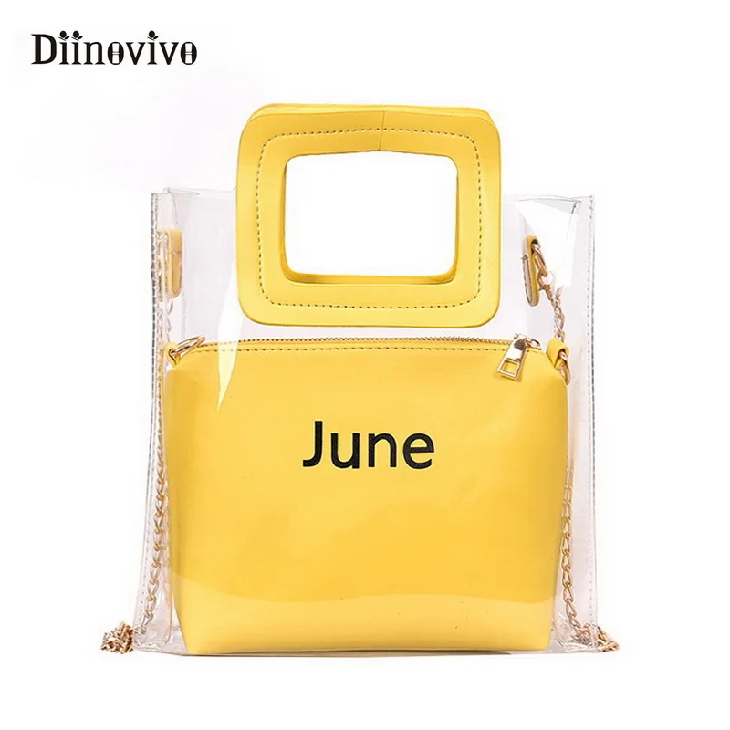 

DIINOVIVO Fashion Transparent Bags for Women Designer Summer Handbag Womens Clear Hand Bag Shopping Bag Clutch Woman WHDV0447
