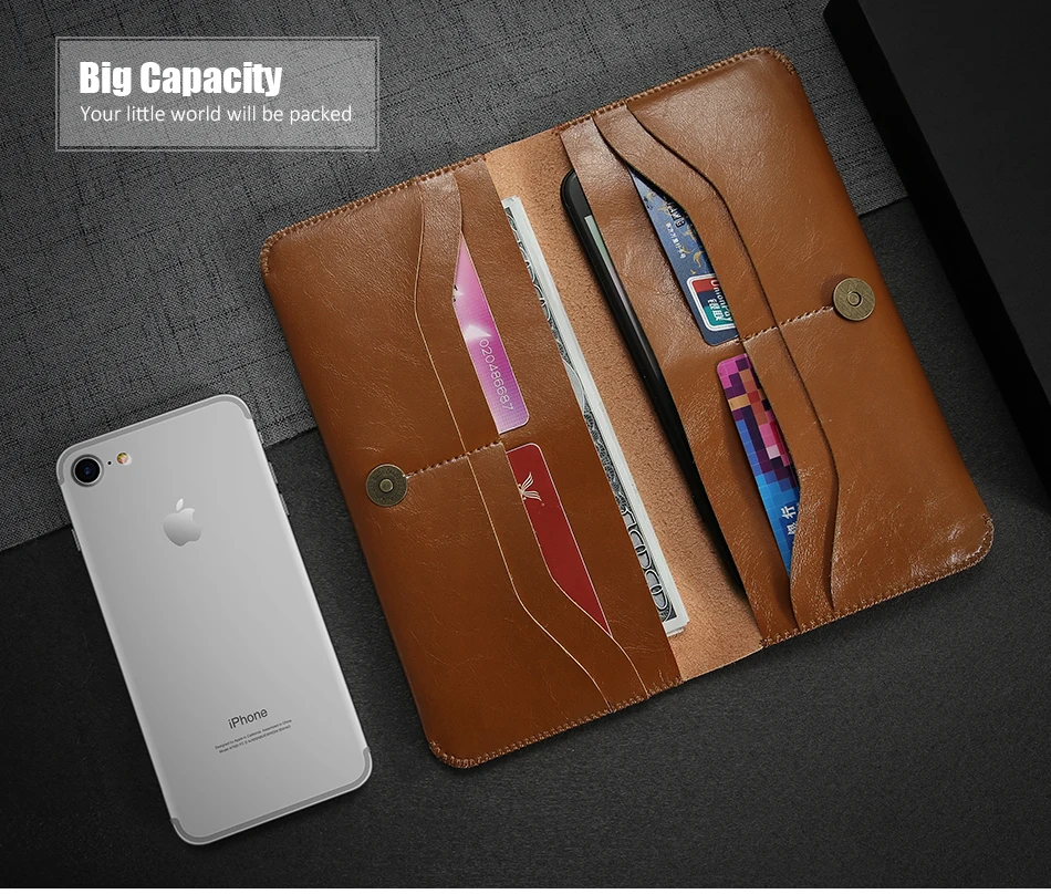 Luxury Phone Pouch 6.0 inch Universal Phone Bag Case For iPhone 7 6S 6 Plus Wallet Case Card Holder Pouch Purse Case For Galaxy (3)