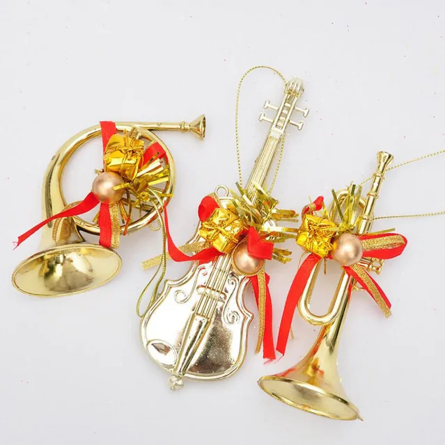 15pcs Gold Silver Musical Instrument Christmas Tree Pendant For Party Holiday Venue Hanging 15pcs Gold Silver Musical Instrument Christmas Tree Pendant For Party Holiday Venue Hanging