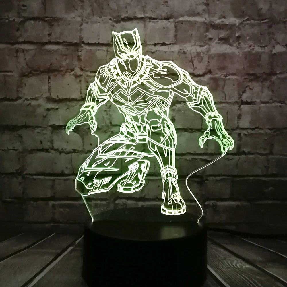 Герой Marvel мультфильм Мстители Черная пантера 3D лампа Mulitcolor USB зарядка светодиодный ночник Праздничная Вечеринка настроение Лава дети игрушка подарок