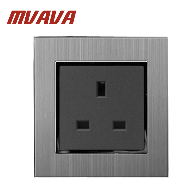 

Luxury UK Style Standard Wall Socket 13A 110-250V Decorative Wall Plug Power Socket Satin Metal Silver Panel,Free Shipping!
