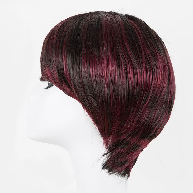 Fei-Show волнистые парики пряди под наклоном для женщин синтетические термостойкие шиньоны черные смешанные Бордовые женские волосы парик