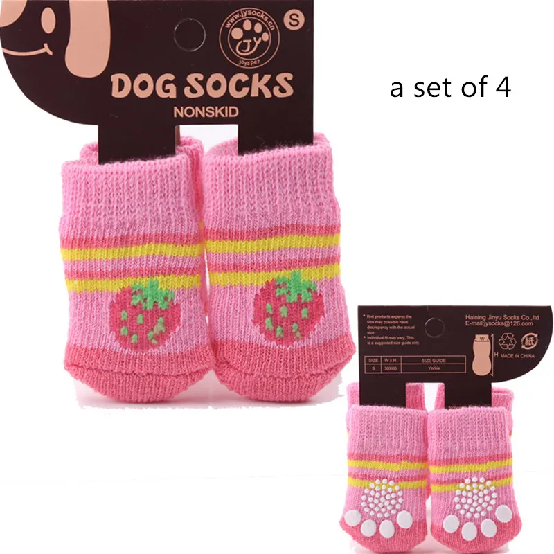 4 шт. милые модные носки для собак милые Носки с рисунком нескользящие носки для маленьких собачьи продукты Домашние животные