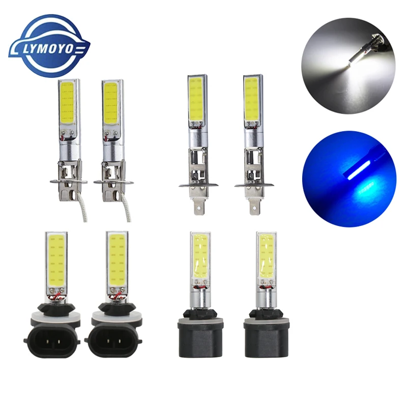 

2pc Car H1 led h3 880 881 h27 10W COB LED White Fog lamp Driving Light Lamp Bulb Ice Blue LED auto daytime running light DRL 12v
