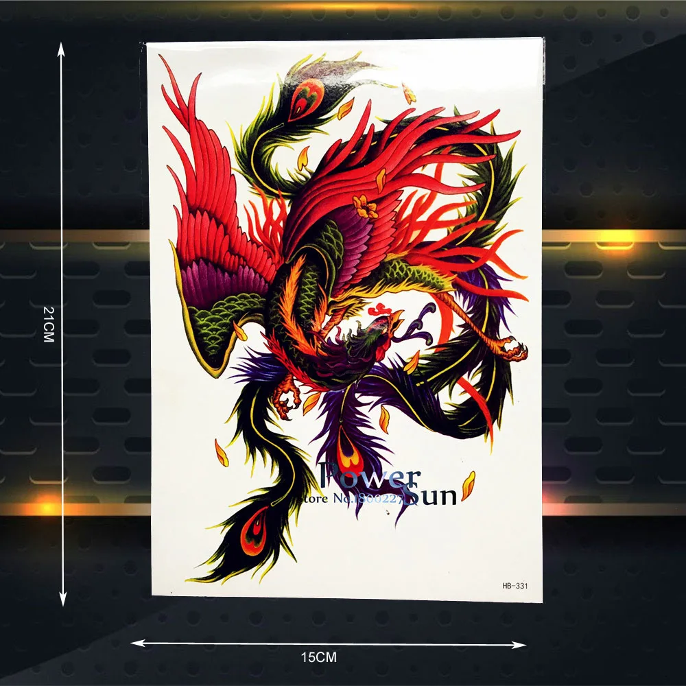 

Red Fire Phoenix Nirvana Waterproof Fake Tattoo Men Body Art Makeup Tattoo Sticker 21x15CM Sexy Women Arm Tatoos Paste