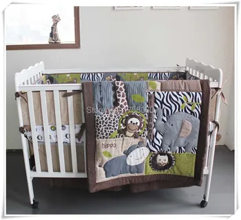 

animal 4pcs baby nursing Set applique embroidery printed for boys