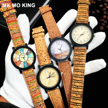 

Fashion couple watch simple men's / women's wood grain creative clock casual leather ladies wrist watch clock bracelet parejas