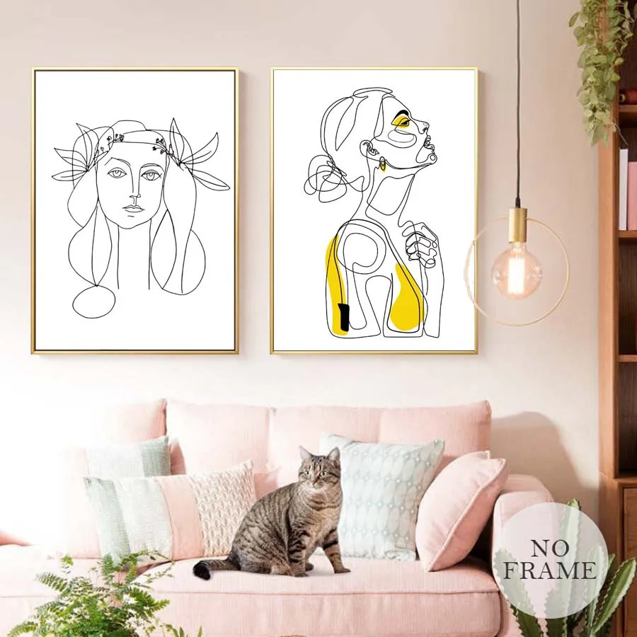 Abstract Women Line Drawing Nordic Poster Prints Modern Canvas Painting Wall Art Minimalist Wall Picture For Bedroom Home Decor Painting Calligraphy Aliexpress