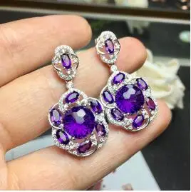 KJJEAXCMY fine jewelry 925 серебряные серьги с аметистом, корейские серьги с кристаллами - Цвет камня: Белый