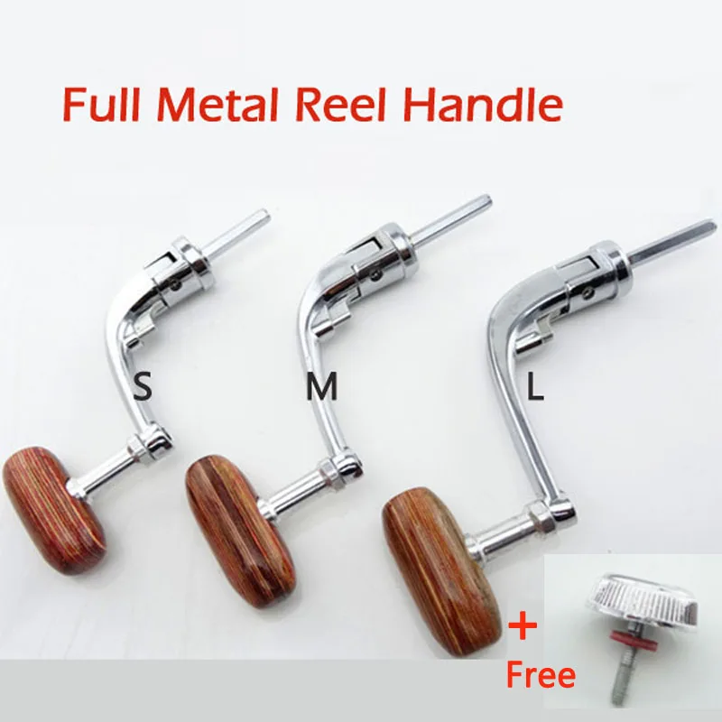 

Full Metal Spinning Fishing Reel Handle with Wood Knob+Free Screw Sea River Rock Lure Fishing Replace Tackle Parts 500-7000