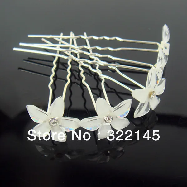 500 шт. свадебные белый цветок Кристалл заколки