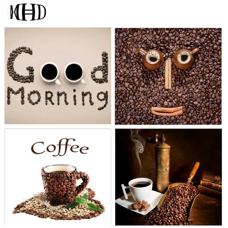 

Coffee Diamond Embroidery DIY Diamond Painting Coffee Full & Round Diamond Cross Stitch Mosaic Gift 2018 new 40x40cm